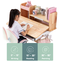 Table d'étude ergonomique moderne en bois massif blanc pour enfants, hauteur réglable, design de protection de la colonne vertébrale, écologique et durable pour chambre à coucher