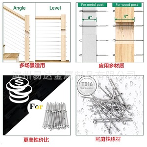 Kit de Protección para Cables de Acero Inoxidable 1/8 T316 para Postes de Metal y Madera, Funda Protectora Duradera, Combinación de Arandelas Angulares - Product Image 1