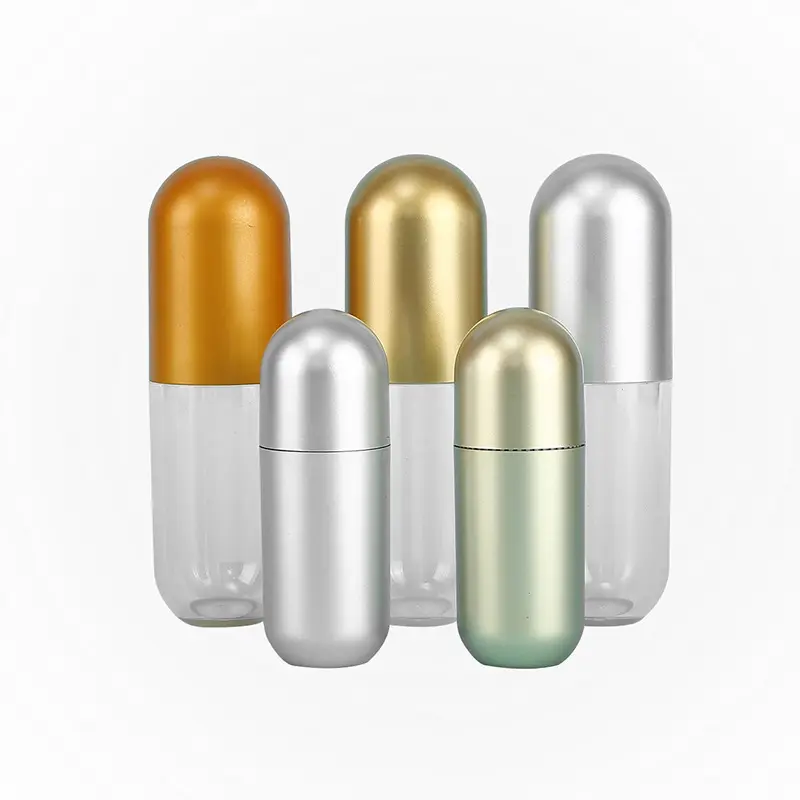 Özel 50ml altın kap Vitamin takviyeleri hap şeffaf plastik şişe kapsül şekilli ilaç ambalaj şişe