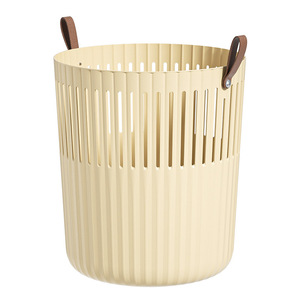 Laundry Basket Round Durable Clothing Organizer For Home Bathroom Toy Storage Cream Gray - Product Image 5