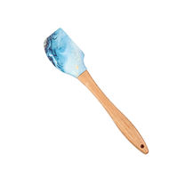 Spatule de cuisson en silicone résistant à la chaleur avec manche en bois naturel, multi-designs pour la préparation de gâteaux, pâtes et pâtisseries