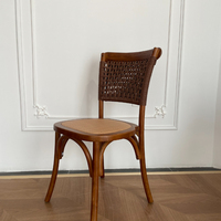 Nouvelle Chaise Nordique Rétro Minimaliste 2026, Fauteuil en Rotin Fait Main, Chaise de Salle à Manger en Bois Massif, Chaise de Loisirs en Rotin Tressé et Saule