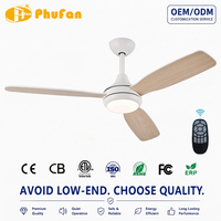 Ventilateur de plafond à 3 pales en contreplaqué avec lumière LED dimmable, moteur DC stable, minuterie, télécommande et vent réversible pour la décoration quotidienne de la maison