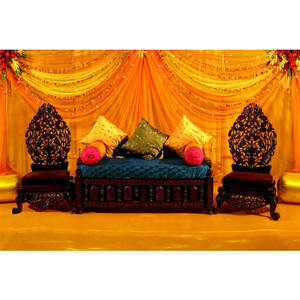 Ensemble canapé de mariage antique musulman asiatique canapé de scène de mariage arabe avec chaises ensemble de meubles anciens en bois sculpté - Product Image 1