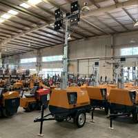Tour d'éclairage mobile à LED solaire DC sur remorque d'usine, 7 m, levage électrique portable avec générateur 400W*4 à vendre