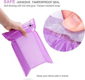 Sobres acolchados de burbujas de polietileno púrpura, bolsas de envío con espuma impermeable a prueba de golpes y rayas autoadhesivas - Product Image 6