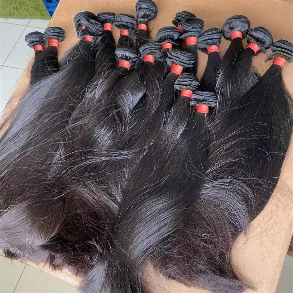 Paquetes de pelo de templo indio crudo sin procesar barato Paquetes de cabello de visón Proveedor Extensión de cabello humano virgen alineado con cutícula