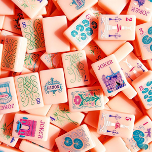 160 tuiles de mahjong américaines en acrylique rose <span class=keywords><strong>parisien</strong></span> |   Ensemble de décorations en cristal peintes à la main pour la maison, les jeux et les cadeaux - Product Image 2