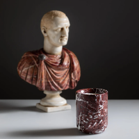 SAIDKOCC Personnaliser en Gros Pot à Bougie en Marbre Onyx Naturel Support Récipient avec Couvercle Décoration Maison Bougie de Luxe Excluant le Verre