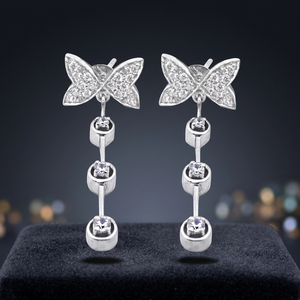 Pendientes de mariposa chapados en plata con circonita, joyería de moda para fiesta para mujer - Product Image 4