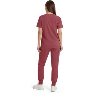 FOXA Women's Scrub Set V-Neck Top Cargo Pants <b>4</b>-Way Stretch Hospital Uniforms - Product Image 3