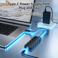 Hub répartiteur USB 3.0 multiport 4 ports, avec alimentation Type-C, pour connexion de clés USB, imprimantes et périphériques d'entrée