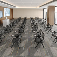 Chaises de conférence modernes et abordables, chaises de réunion, chaises d'accueil, chaises d'école en maille et cuir PU, avec accoudoirs pliants et assise noire