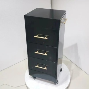 Luxury Metal Foldable <b>4</b>-<b>Wheel</b> Salon Tool Cart Storage Cabinet Modern Commercial Stand for Hair Salons Barber Shops - Product Image 6