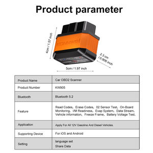 Analyseur de moteur de voiture MAXOBD Free <span class=keywords><strong>App</strong></span> Konnwei KW905 ELM 327 OBD2 <span class=keywords><strong>Scanner</strong></span> V1.5 25k80 pour tous les protocoles OBDII - Product Image 2