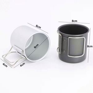 Bulk Aluminum Alloy Camping Mugs-Durable 300mL Travel <b>Coffee</b> Cup with <b>Folding</b> Handle for All Seasons Outdoor Use - Product Image 2
