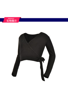 CL00074 Vente chaude Chemises enveloppantes à manches longues en coton, élasthanne et modal avec lien, haut de yoga, de <span class=keywords><strong>gym</strong></span> et de danse - Product Image 5