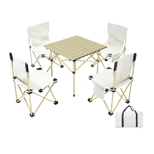 Ensemble de table et chaises pliantes pour le <span class=keywords><strong>camping</strong></span> en plein air, kit pour 4 personnes, bureau pour le <span class=keywords><strong>camping</strong></span>, la plage, le pique-nique, les voyages - Product Image 2