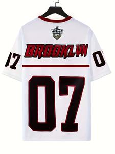 T-shirt de basket-ball <span class=keywords><strong>Brooklyn</strong></span> 07 pour hommes |   T-shirt <span class=keywords><strong>blanc</strong></span> et rouge 07 imprimé décontracté à col rond et manches courtes 100% polyester lavable en machine - Product Image 2