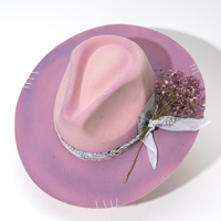Laris 100% wol topi Fedora untuk pria kustom lebar Brim wanita wol Fedora topi untuk pesta grosir wol topi Fedora
