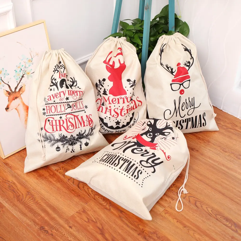 Holiday Decorations Custom Candy Bags Drawstring Gift Bag For Christmas