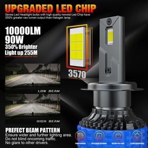 Ampoule de phare LED T90Plus 70W H1 H8 H9 9005 9006 9012 H4 H11 6000K 12V Nouvelle 4000 Lumens <span class=keywords><strong>Audi</strong></span> - Product Image 2