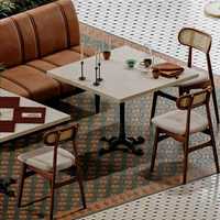 Table et chaise de café modernes, banquette de restaurant rapide, mobilier de salle à manger en cuir PU écologique