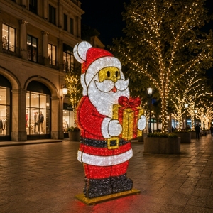 Lumière géante 2D 3D de Noël motif Père Noël, avec cadre métallique LED, pour promenade urbaine, certifiée UL, IP65 - Product Image 1