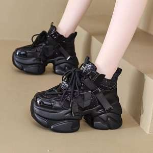 Dropshipping Logo personnalisé Mode Paillettes violettes Hiver Femmes Casual Plateforme Antidérapante Sneakers Talons compensés Chaussures de créateur - Product Image 6