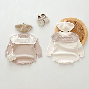 Combinaison en tricot ajouré de style coréen pour bébé Angou, col à volants, <span class=keywords><strong>pull</strong></span>-over, barboteuse en coton pour <span class=keywords><strong>fille</strong></span> - Product Image 2