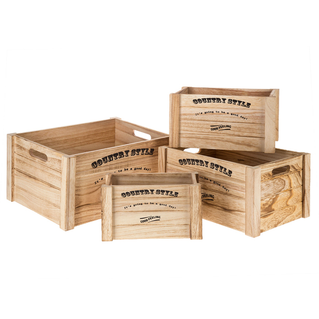 Bulk Crates Distressed Wood Crate Country Style Wood Crate Set
