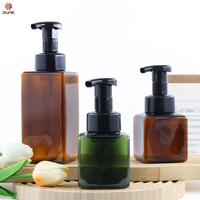 Botol persegi PET 250ml 450ml 500ml, pembersih tangan botol pompa busa perawatan tubuh tersedia