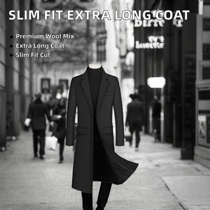 European Size Slim Fit <b>Long</b> Standard Winter Trench Coat <b>for</b> <b>Men</b> High Quality Business Wool Overcoat Eco-Friendly Worsted Fabric - Product Image 2
