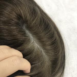 <span class=keywords><strong>Largo</strong></span> crudo de alta calidad 20 pulgadas Spiky Grey Laser Lace Top PU 6x11 peluca delgada pequeña Auburn Clip <span class=keywords><strong>en</strong></span> mujeres cabello humano Topper Rubio - Product Image 4