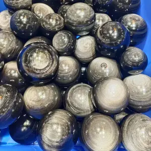 Wholesale natural sliver obsidian crystal sphere ball gemstones healing energy Polished Spheres Sphere semiprecious stone for Ho