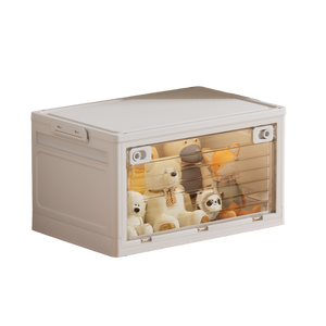 Rõ ràng Stackable PP lưu trữ thùng có nắp đậy có thể gập lại nhựa lưu trữ container đóng mở hộp lưu trữ JG3097-4 - Product Image 6