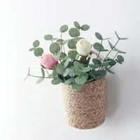 Film PVC 3D effet feuille d'eucalyptus, 3 branches, plantes vertes artificielles, arrangement floral de mariage, bouquet, décoration de luxe pour la maison, 48 cm