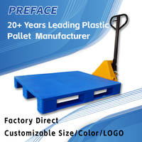 Palette en plastique robuste Preface 1100x1100mm HDPE à neuf pattes pour entrepôts automatisés et systèmes de convoyage