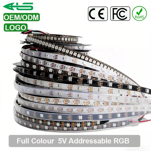 DC5V WS2812B Digital 5050 SMD  Flexible PCB LED Pixel Tape Addressable RGB Waterproof 5V WS2812 LED Light Strip WS2812