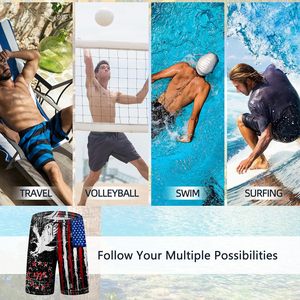 Trajes de Baño Personalizados para Hombre, Shorts de Secado Rápido con Bolsillos, Estampado de Bandera Americana, Ropa de Playa para Surf - Product Image 6