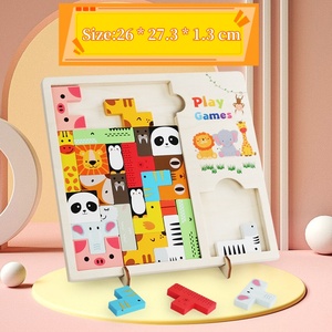 3D blocchi russi in legno Puzzle giocattolo educativo per bambini cartoni animati tutori Tangram Puzzle in materiale di legno - Product Image 4