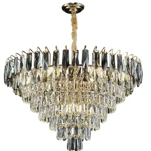 Wholesale Factory Price Nordic Pendant Lamp Plated Modern Pendant Light Drop Wedding Chandelier Gold K9 Crystal Luxury Iron 60