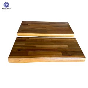 Juego de 2 Estantes Flotantes de Madera de Acacia con Borde Natural, Acabado en Teca Dorada NC para Decoración del Hogar - Product Image 5