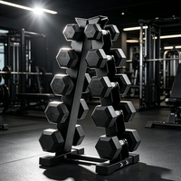 Haltères hexagonaux en caoutchouc pour entraînement de force, design anti-roulement, revêtement résistant à l'usure, équipement de gym à domicile