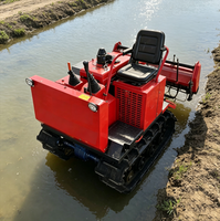 Motoculteur rotatif sur chenilles diesel 35 CV pour usage aquatique et terrestre, avec double charrue, semoir, épandeur d'engrais, moteur à boîte de vitesses, pour rizières et champs secs