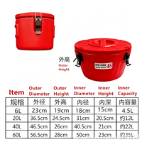 Grossiste en équipement de buffet, transporteur thermique de nourriture commercial, ensemble de 4 pièces, conteneur isotherme en acier inoxydable de 6L à 60L