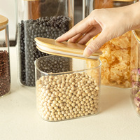 Bocal hermétique carré en verre transparent moderne et minimaliste pour la cuisine, idéal pour le stockage des céréales, du thé, des aliments et des bonbons