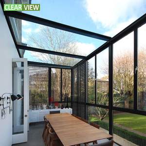 Niche moderne en aluminium trempé, pour toutes saisons, clôture à <span class=keywords><strong>porte</strong></span> coulissante, toit plat, <span class=keywords><strong>maison</strong></span> d'extérieur - Product Image 6