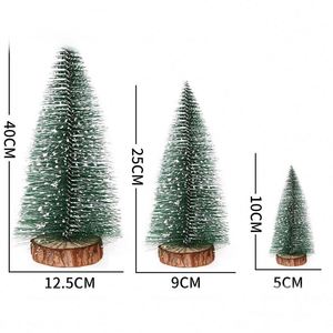 <b>Mini</b> <b>Christmas</b> Artificial Bottle Brush Tabletop <b>Trees</b> Holiday Decoration for Xmas Wood Base Winter Pine <b>Tree</b> Promotion - Product Image 2