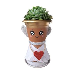 Maceta de Flores con Forma de Corazón de Ángel NF Lauren, Marca Privada, Pintada a Mano, Decorativa, de Plástico, para Jardín, Estilo Boho, Maceta de Escritorio con Rostro - Product Image 1